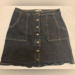 BASS Black Vintage Style Denim Pencil Stretch A-Line Skirt Size 6